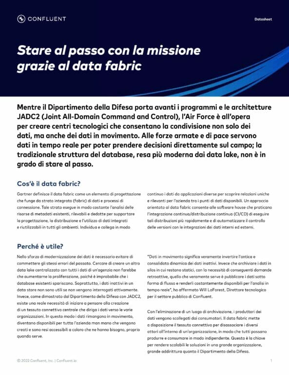 Immagine del whitepaper: Data fabric: l’importanza di avere dati in tempo reale per prendere decisioni più efficaci