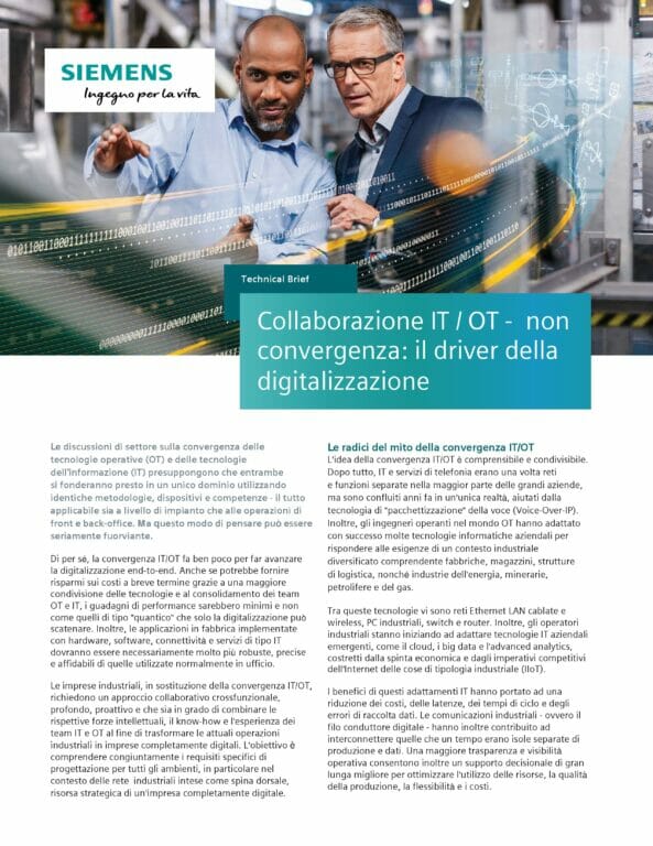 Immagine del whitepaper: La collaborazione IT/OT per la digitalizzazione end-to-end delle imprese industriali